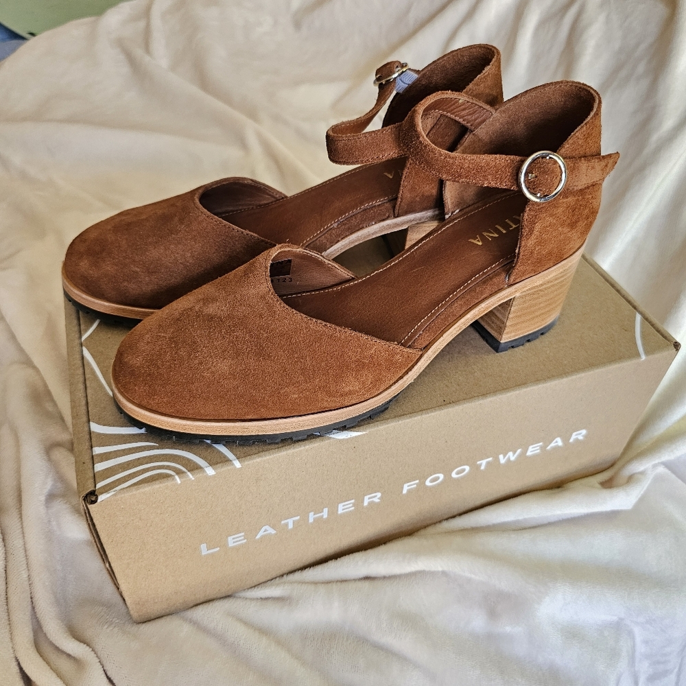 Portland Leather Company Heeled Mary Jane's (Toffee)